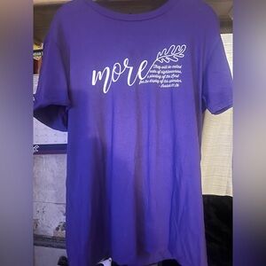 Christian purple tshirt L scripture god Jesus Holy Spirit word